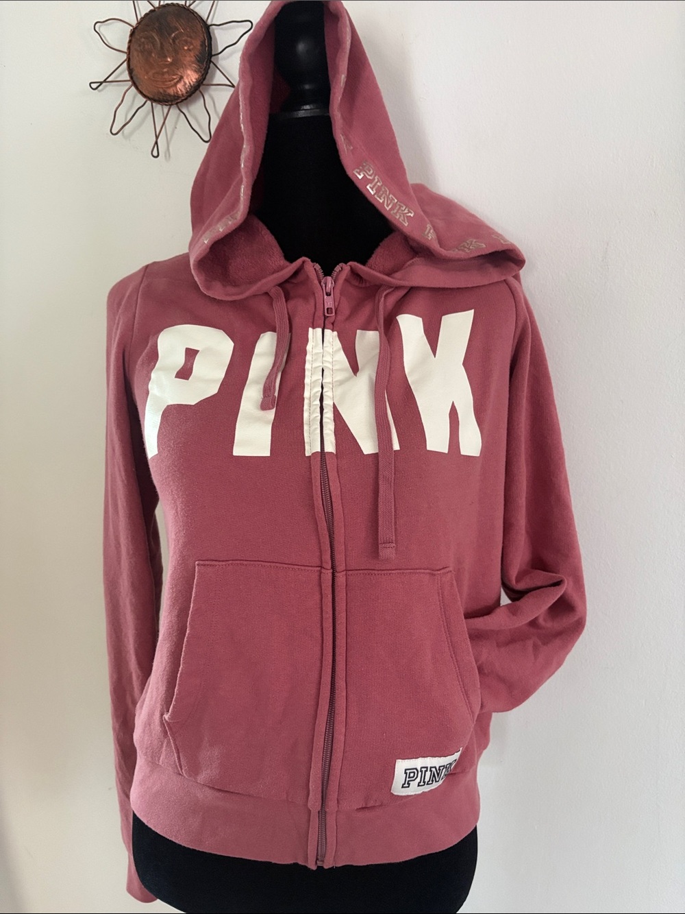NWOT PINK Victoria's Secret Mauve Zip-Up Hoodie Msz with White Logo